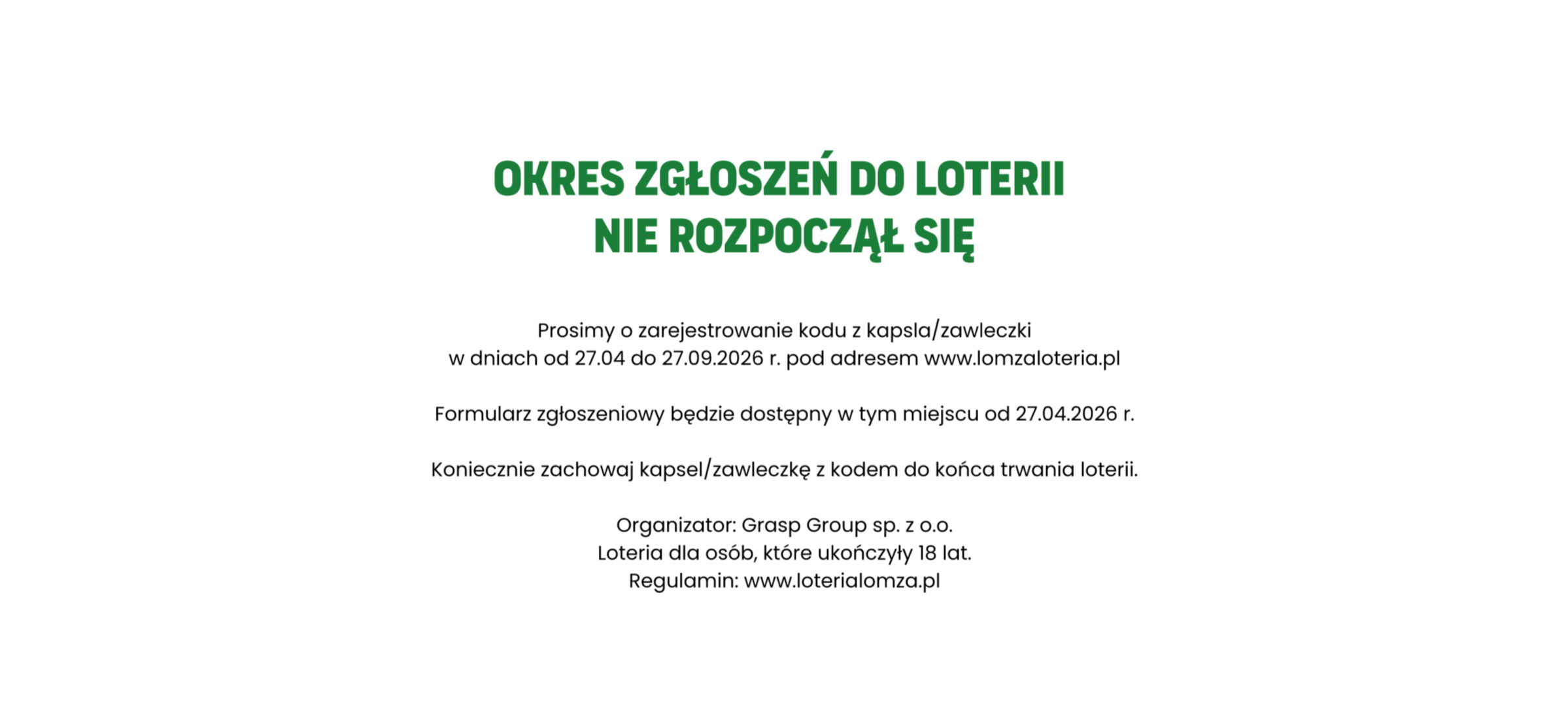 przed rozpoczęciem loterii